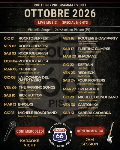 Locandina: Route 66 – Programma eventi ottobre 2026