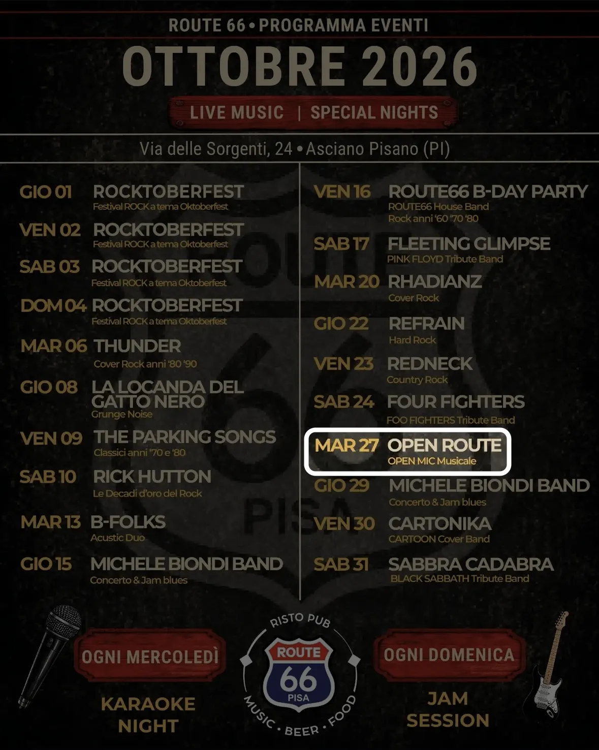 Locandina: Open Route – open mic musicale
