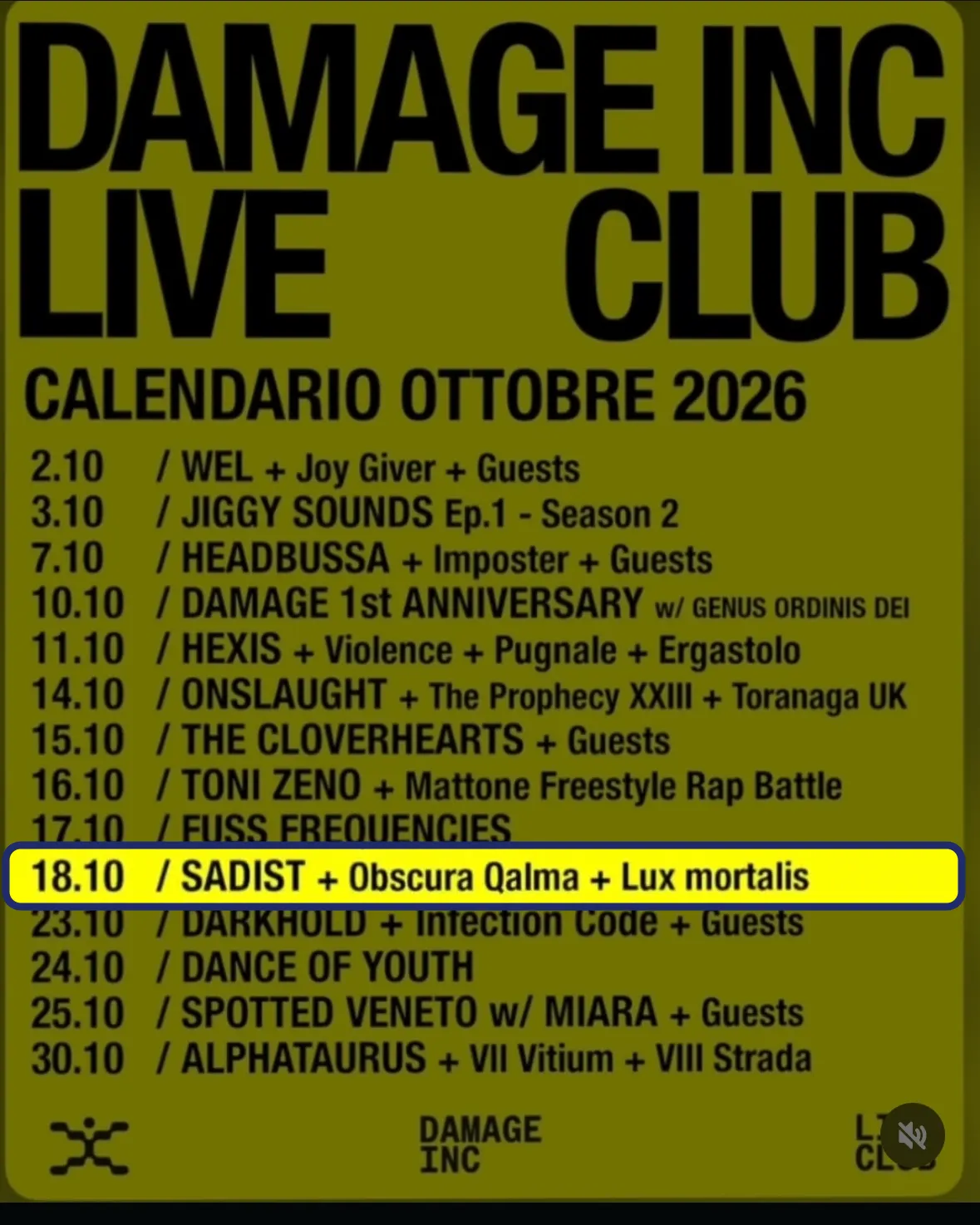 Locandina: Sadist + Obscura Qalma + Lux Mortalis