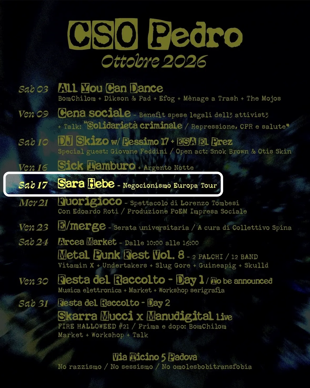 Locandina: Sara Hebe - Negocionismo Europa Tour