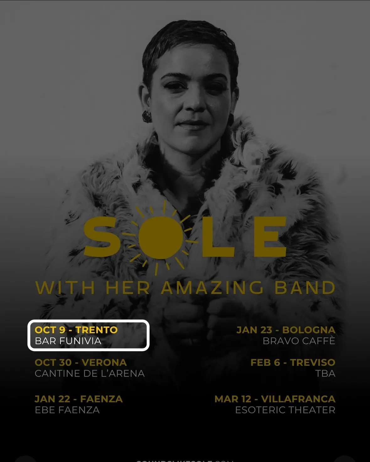 Locandina: SOLE with her amazing band - Trento