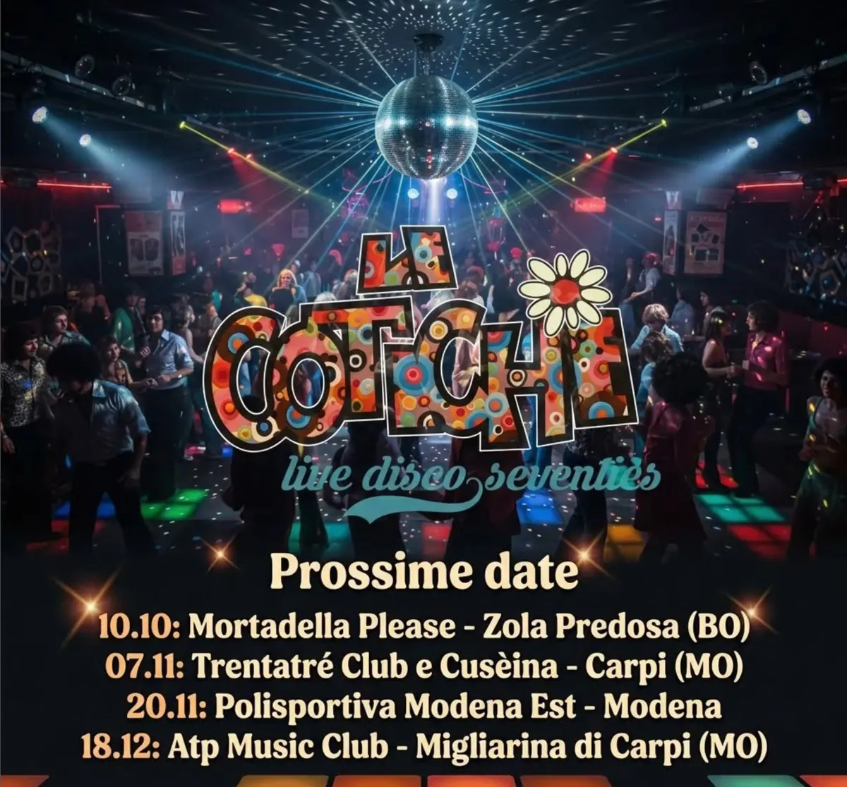 Locandina: Le Cotchie – live disco seventies