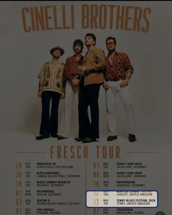 Locandina: Cinelli Brothers – Tenby Blues Festival 2026, Tenby