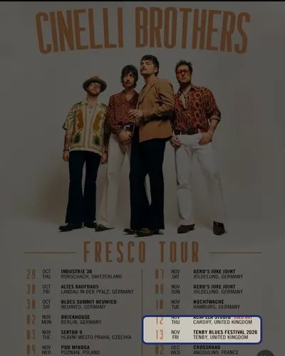Locandina: Cinelli Brothers – Tenby Blues Festival 2026, Tenby