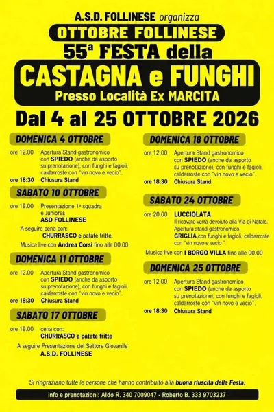 Locandina: Ottobre Follinese - Festa della castagna e funghi