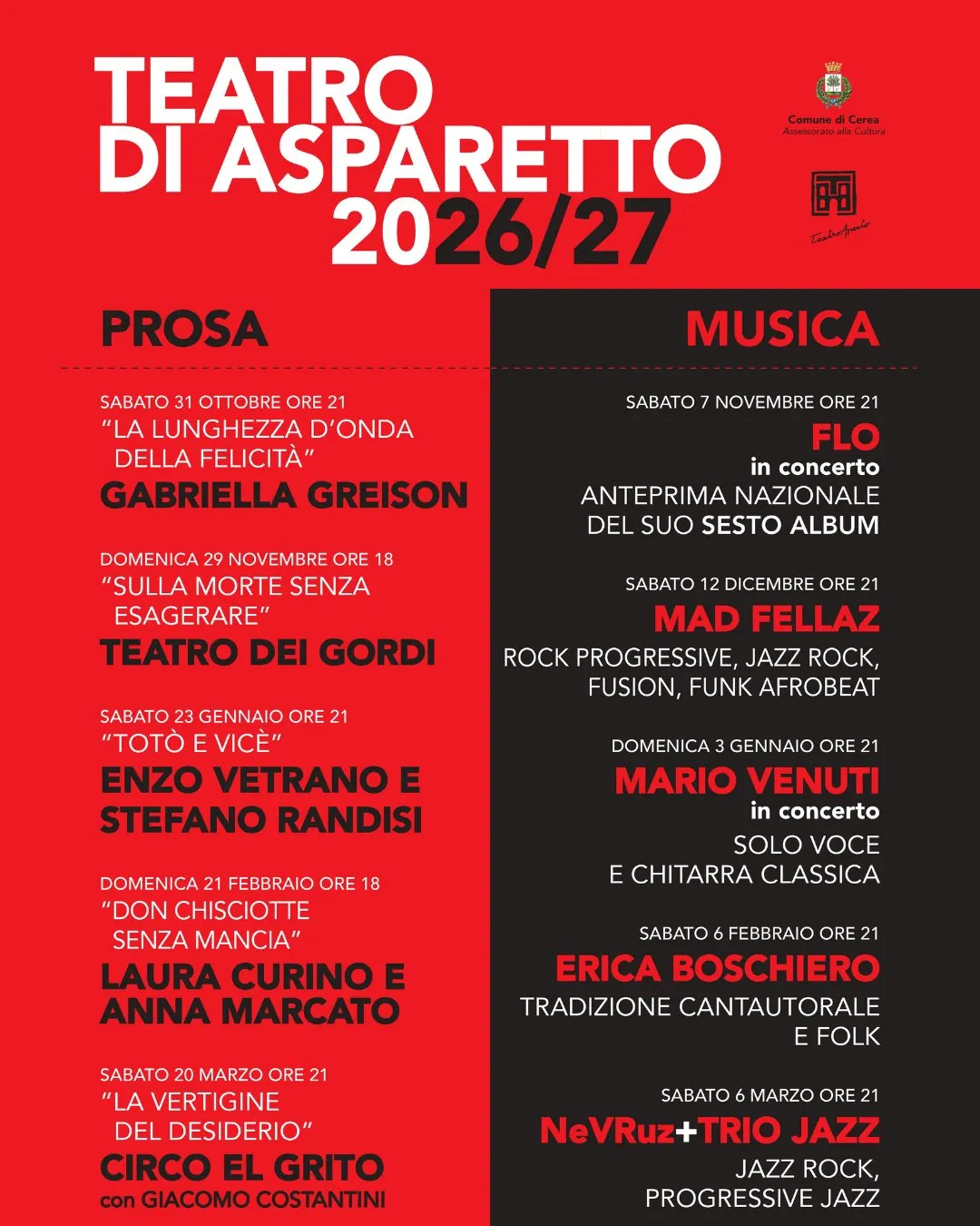 Locandina: Teatro di Asparetto 2026/27