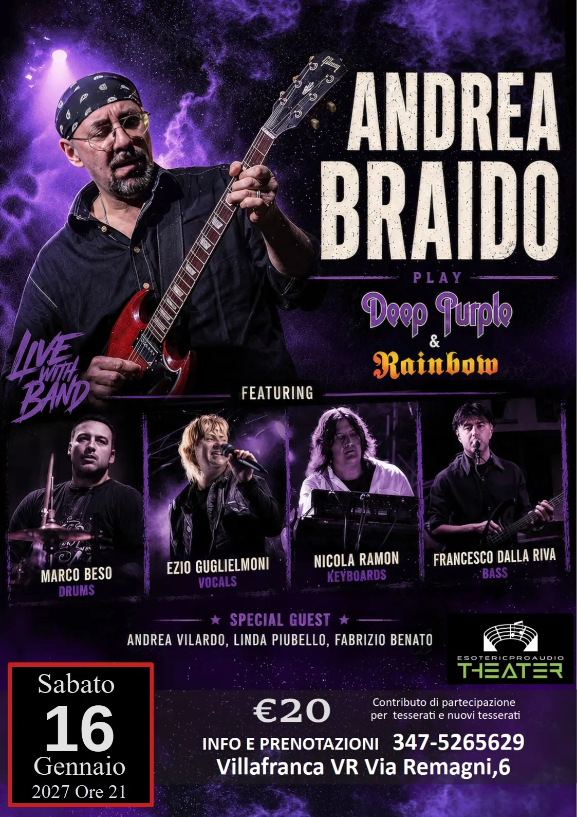 Locandina: Andrea Braido plays Deep Purple & Rainbow
