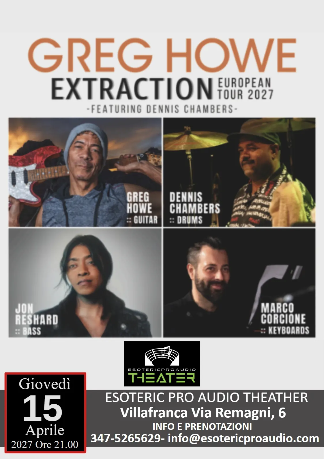 Locandina: Greg Howe Extraction Tour