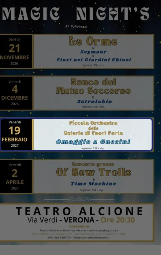 Locandina: Piccola Orchestra delle Osterie di Fuori Porta – Omaggio a Guccini