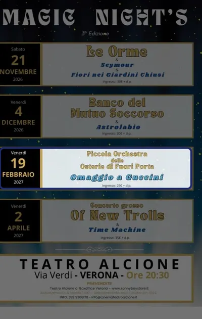 Locandina: Piccola Orchestra delle Osterie di Fuori Porta – Omaggio a Guccini