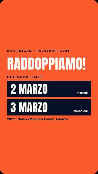 Locandina: Max Pezzali · Palasport 2026
