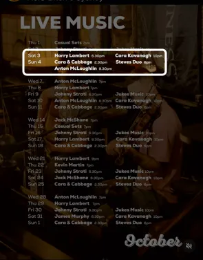 Locandina: Live music – Cara & Cabbage, Steves Duo, Anton McLoughlin
