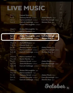 Locandina: Live music – Anton McLoughlin, Cara Kavanagh
