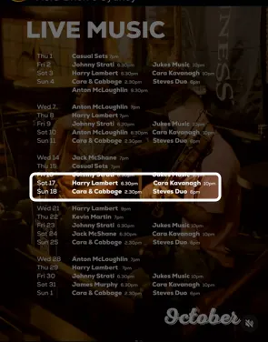 Locandina: Live music – Harry Lambert, Cara Kavanagh