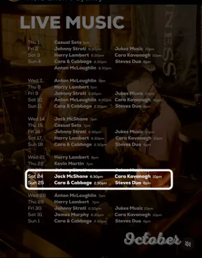 Locandina: Live music – Jack McShane, Cara Kavanagh
